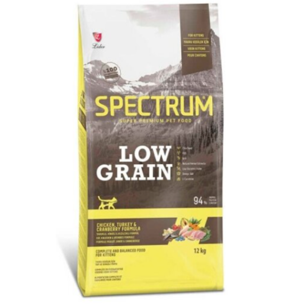 Spectrum Tavuklu Hindili ve Kızılcıklı Yavru Kediler İçin Düşük Tahıllı Kedi Maması 12 kg