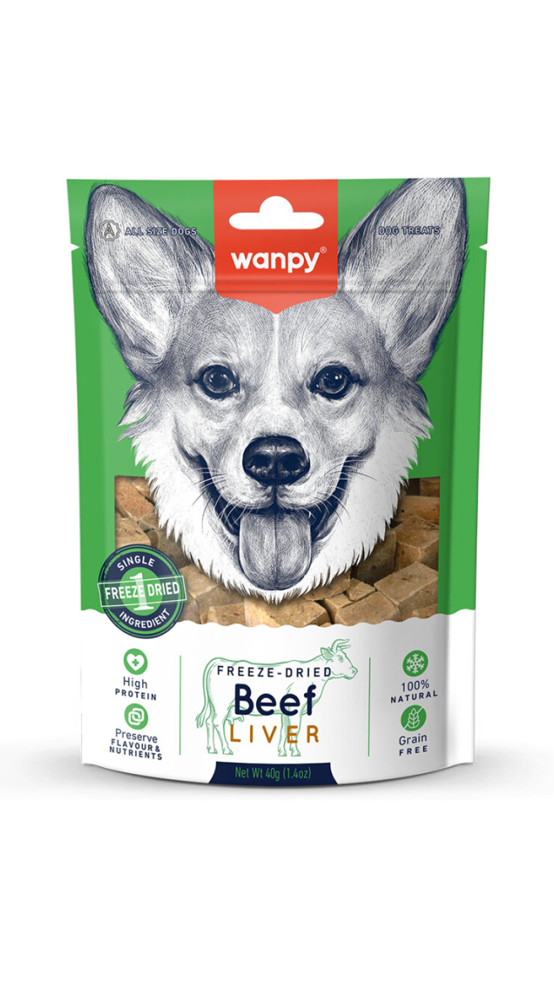 Wanpy Kurutulmuş %100 Dana Ciğeri 40 gr Köpek Ödül
