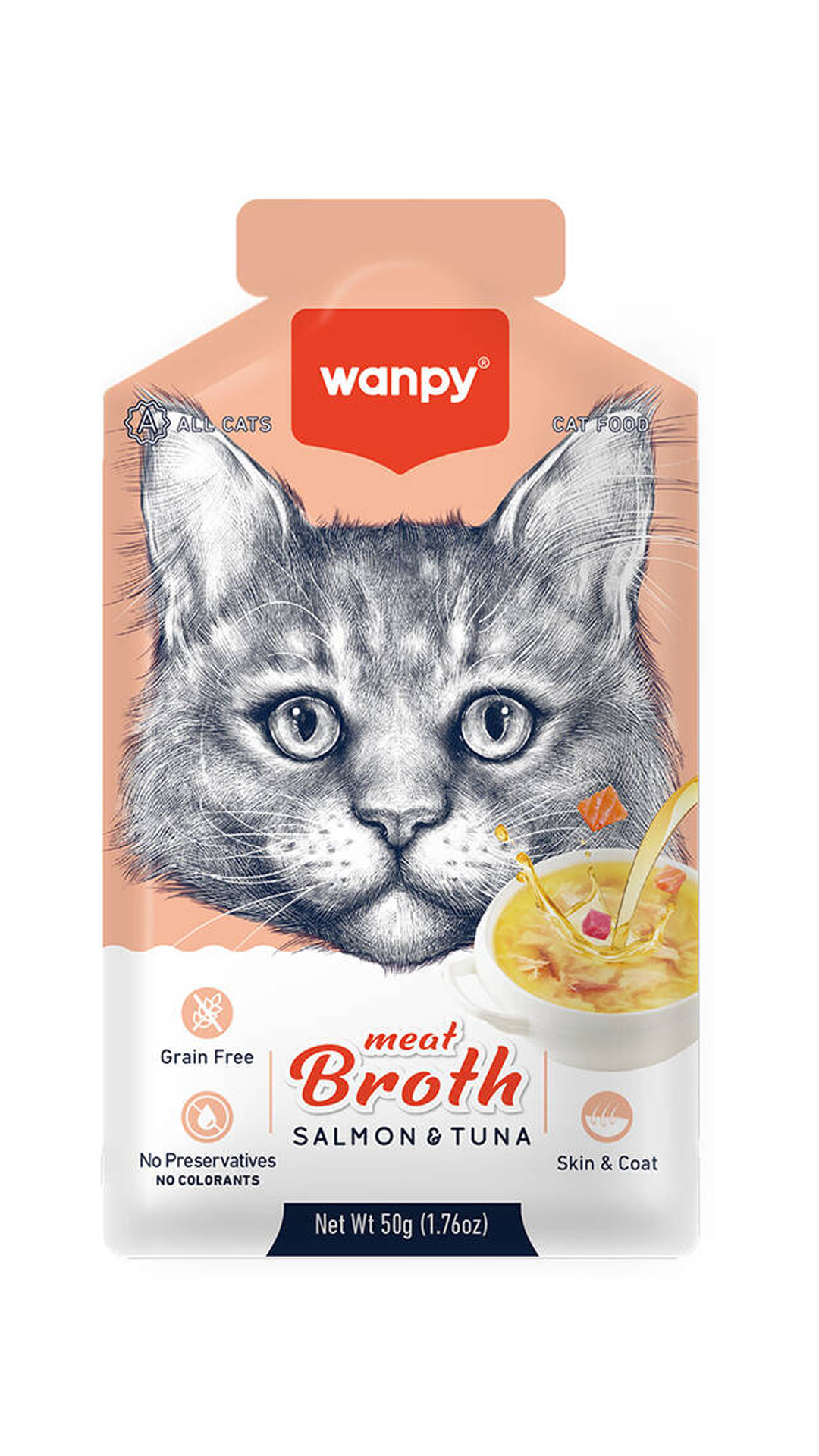Wanpy Somonlu ve Ton Balıklı Tahılsız Kedi Çorbası 50gr
