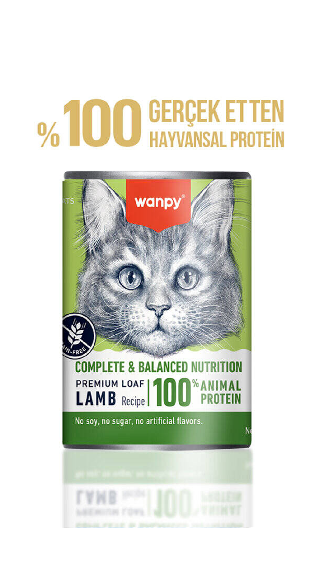 WANPY TAHILSIZ %100 GERCEK ET KUZULU KEDI KONSERVE