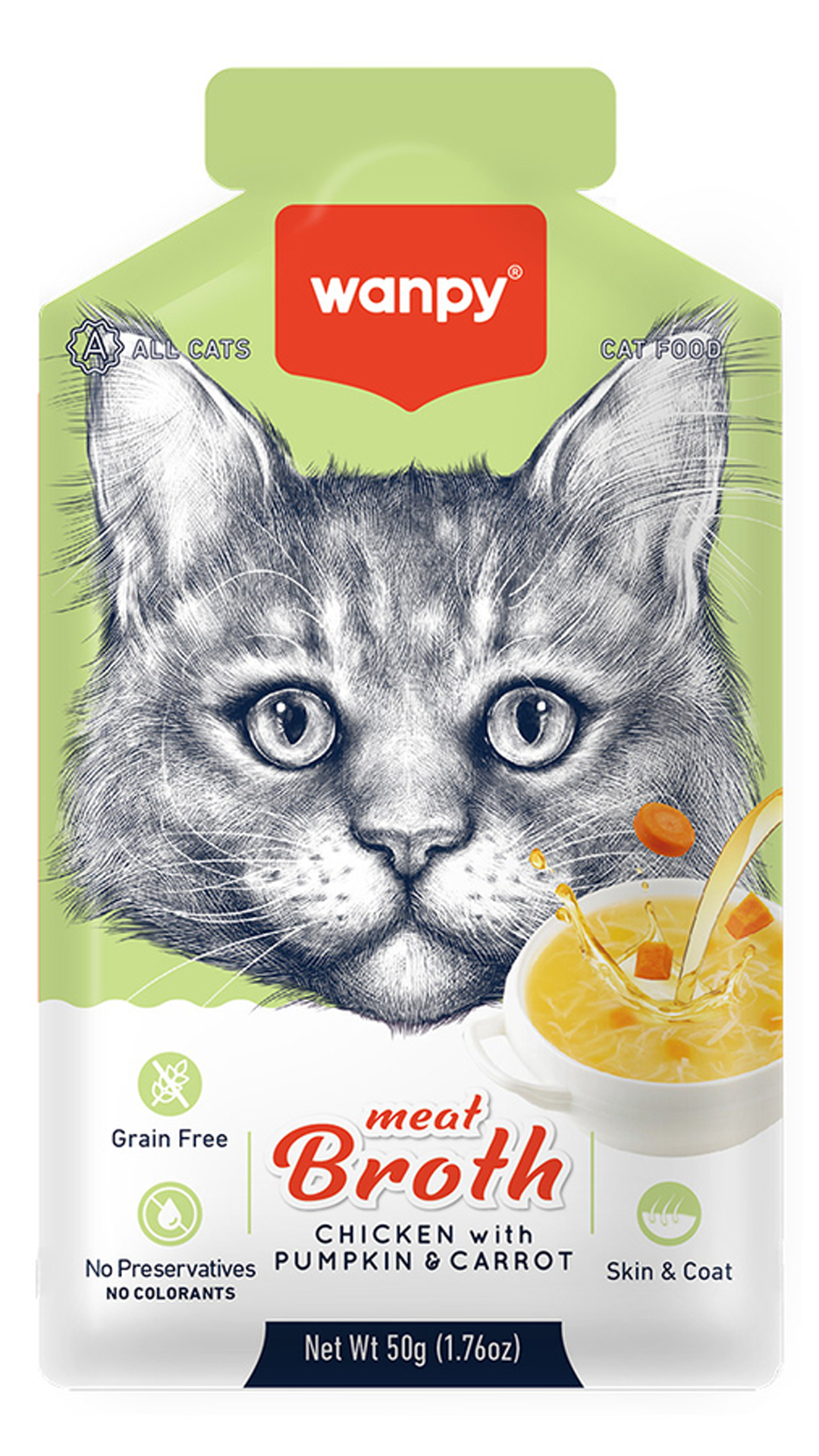 Wanpy Tavuk Etli Bal Kabaklı ve Havuçlu Tahılsız Kedi Çorbası 50gr