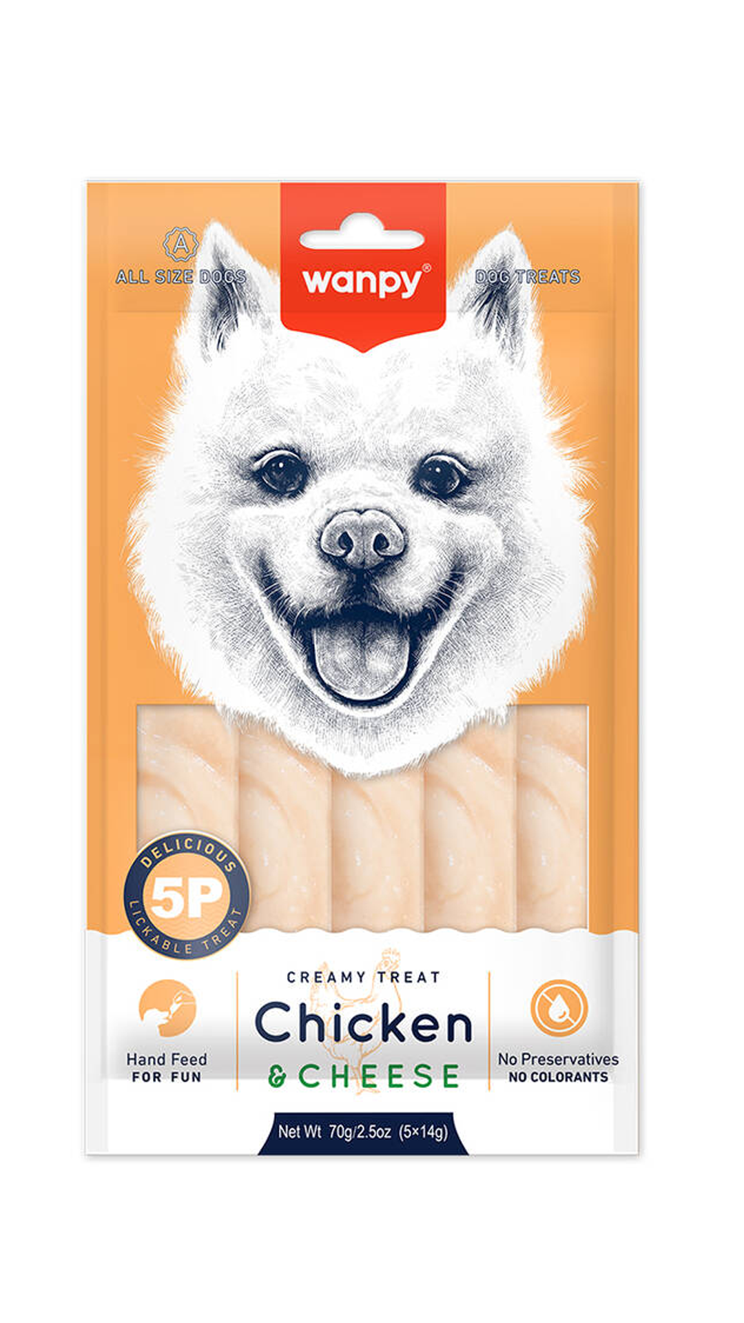 Wanpy Tavuklu & Peynirli Krema Köpek Ödülü 5 X 14 