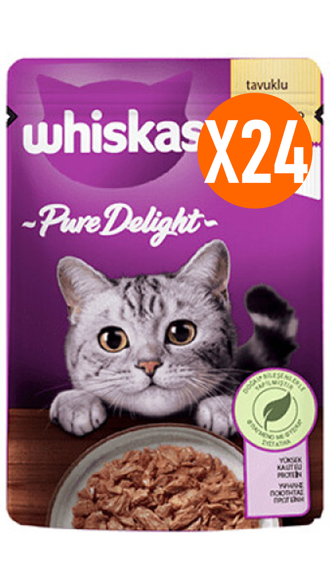 Whiskas Pouch Pure Delight Jöle İçinde Tavuklu Yetişkin Kedi Konservesi 85gr 24 Adet