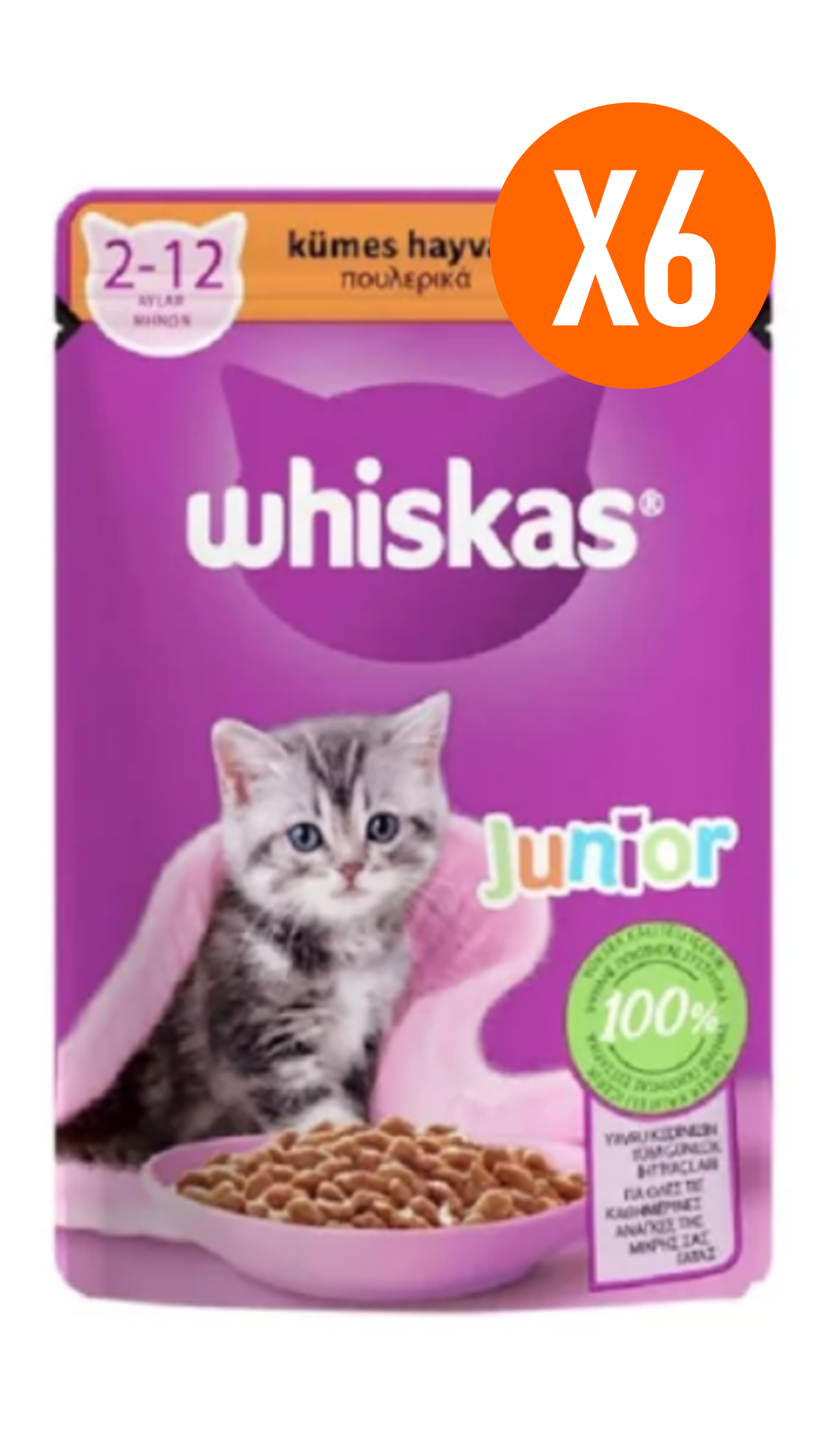 Whiskas Pouch Sos İçinde Kümes Hayvanlı Yavru Kedi Konservesi 85 Gr 6 Adet