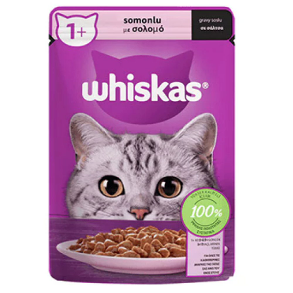 Whiskas Pouch Sos İçinde Somonlu Yetişkin Kedi Konservesi 85 gr
