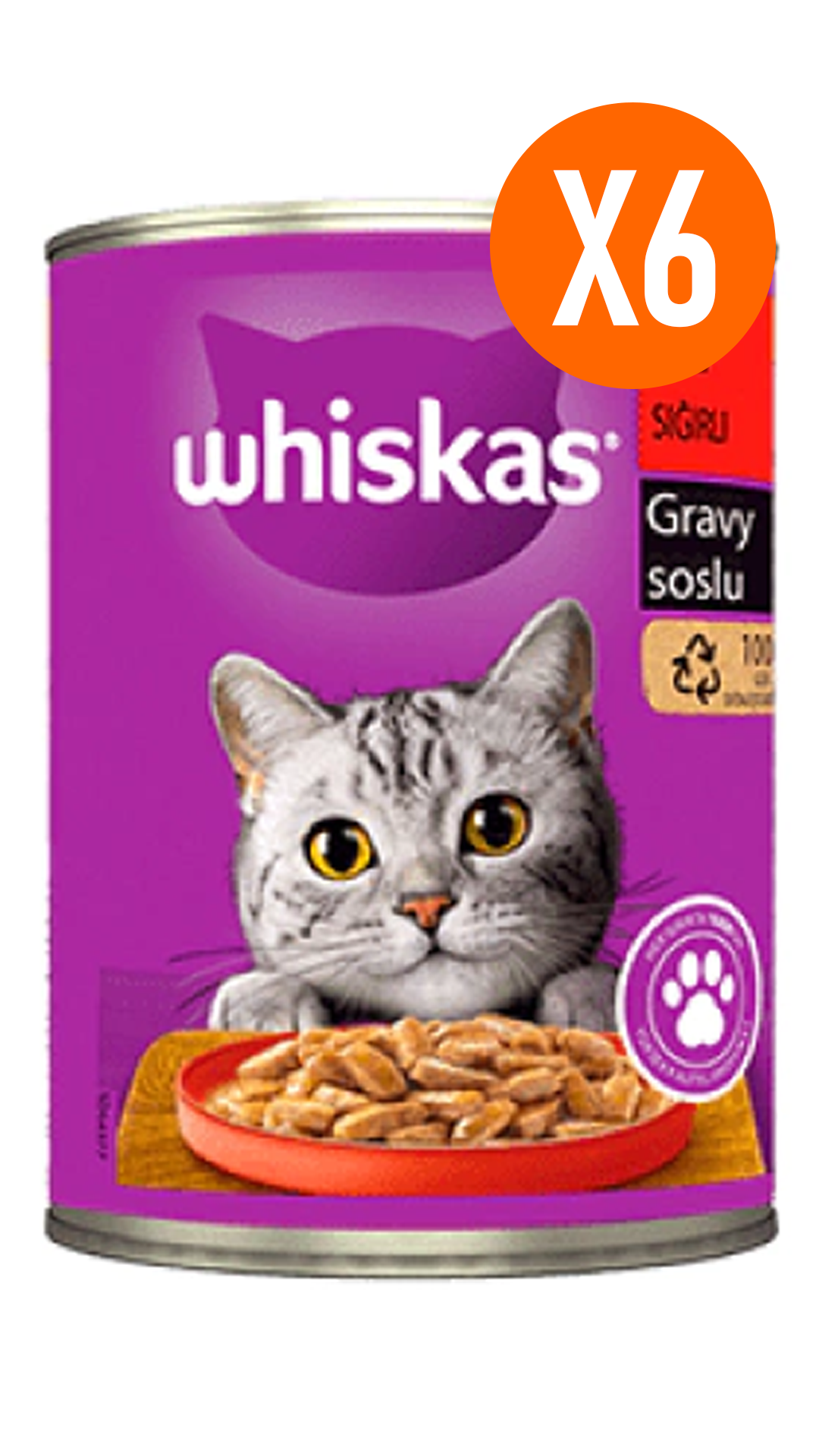Whiskas Sos İçinde Sığır Etli Yetişkin Kedi Konservesi 400gr 6 Adet