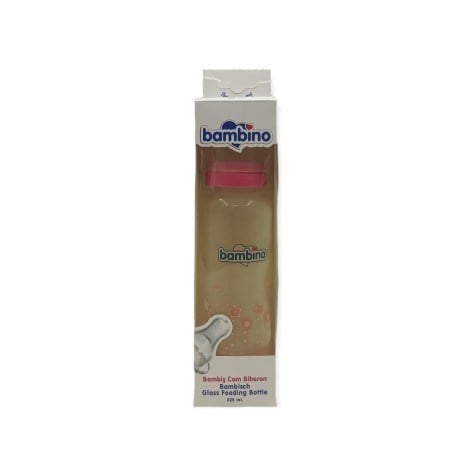 Bambino Bambiş Kiraz uçlu Cam Biberon 225 ml - Pembe