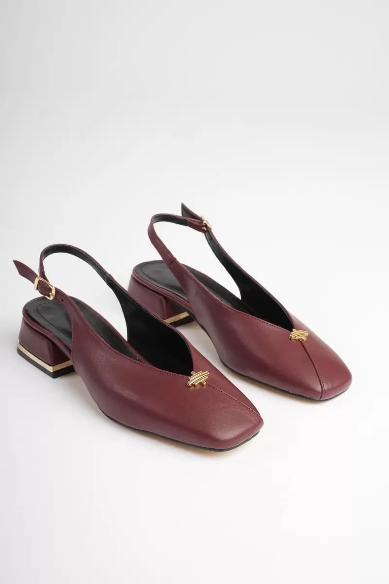 Kadın Günlük Bordo 4 cm Kalın Topuklu Ayakkabı TR05MS01E
