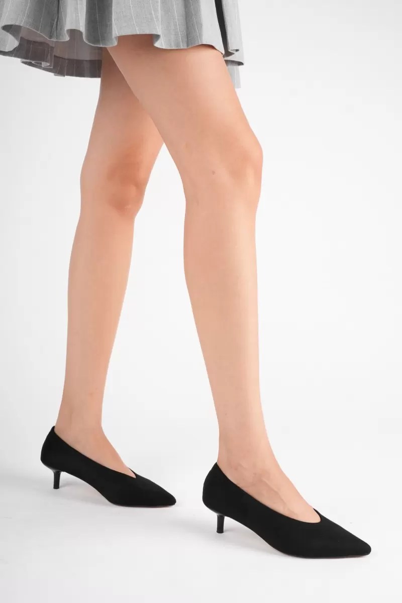 Kadın Siyah Süet 4 cm İnce Topuklu Stiletto TR05MS02F