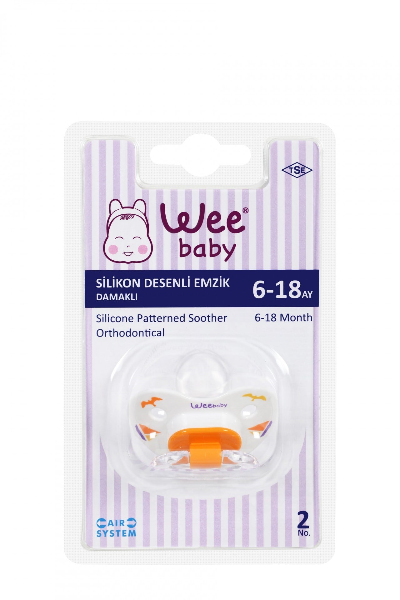 Wee Baby Silikon Desenli Damaklı Emzik No:2(Askılı)