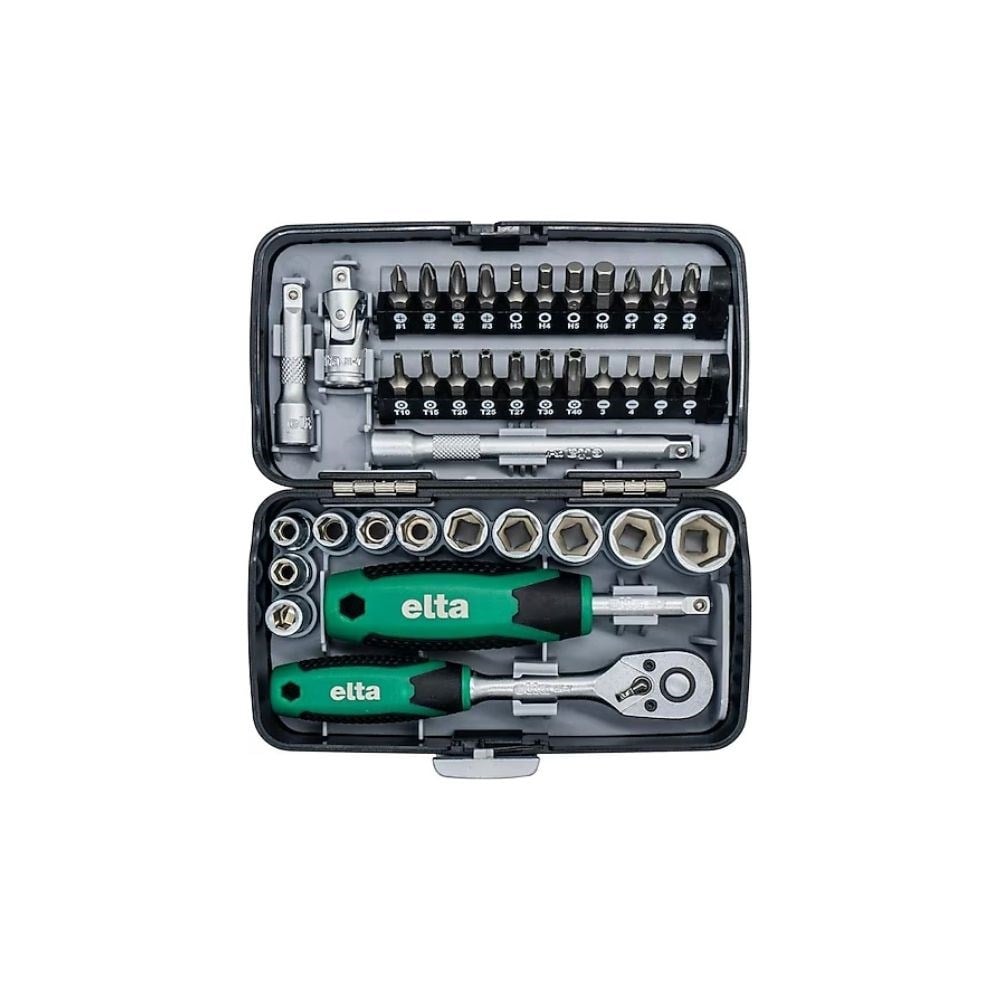Elta 1/4 Altı Köşe Cırcırlı Lokma Anahtar Ve Bits Set 38 Parça