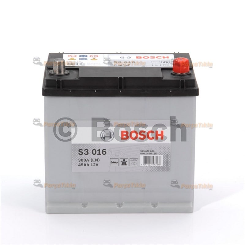 12 V 45 Ah Bosch Akü S3 Seri Marş Aküsü (Dar) 0092S30160