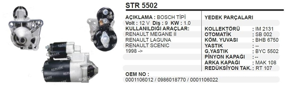 AESSTR5502-Marş Motoru - Marş Dinamosu