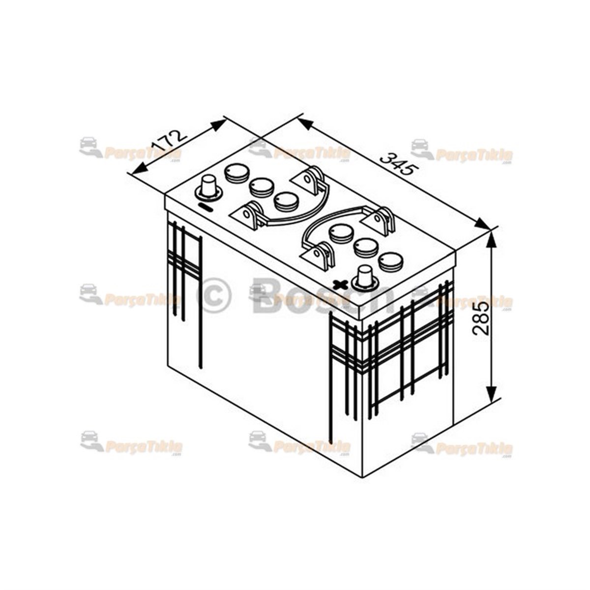 Akü, 12V 125Ah T3 Akü Bosch Siyah Yüksek 0092T30070