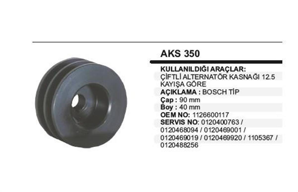 Alt Kasnağı 2Kanal 90Mm Çiftli 12 5 Kayışa Göre Bosch Tip | Remark Aks350
