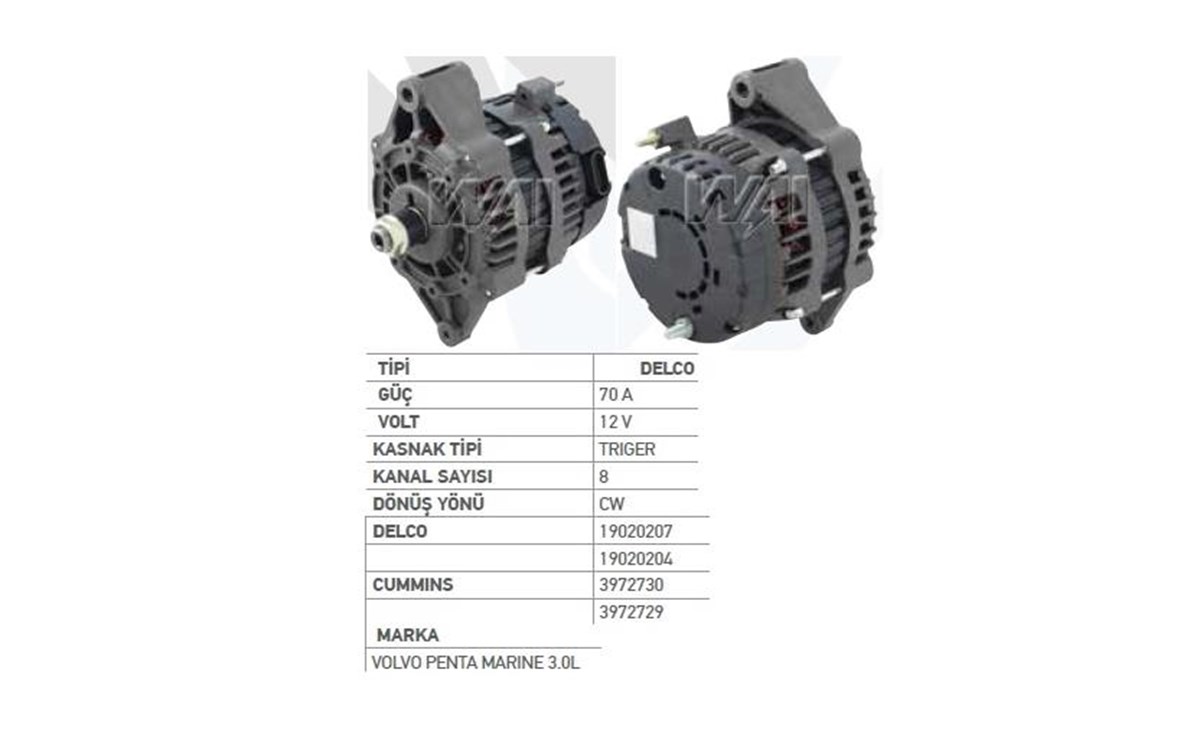 Alternatör 12V 95A Cummins Vibromax Newholland Ls Traktör Volvo Penta Marine Thermokıng