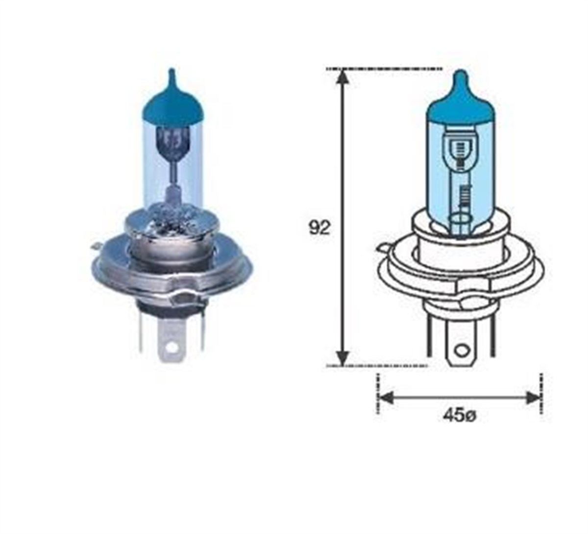 Ampul 12V H4 Mavi Işık 60/55W P43t Halojen