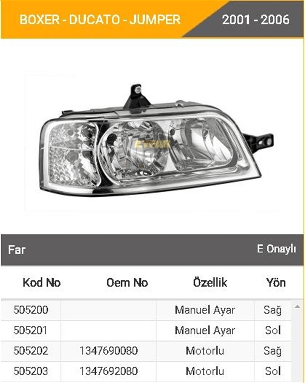 AYFAR505202-Far Komple