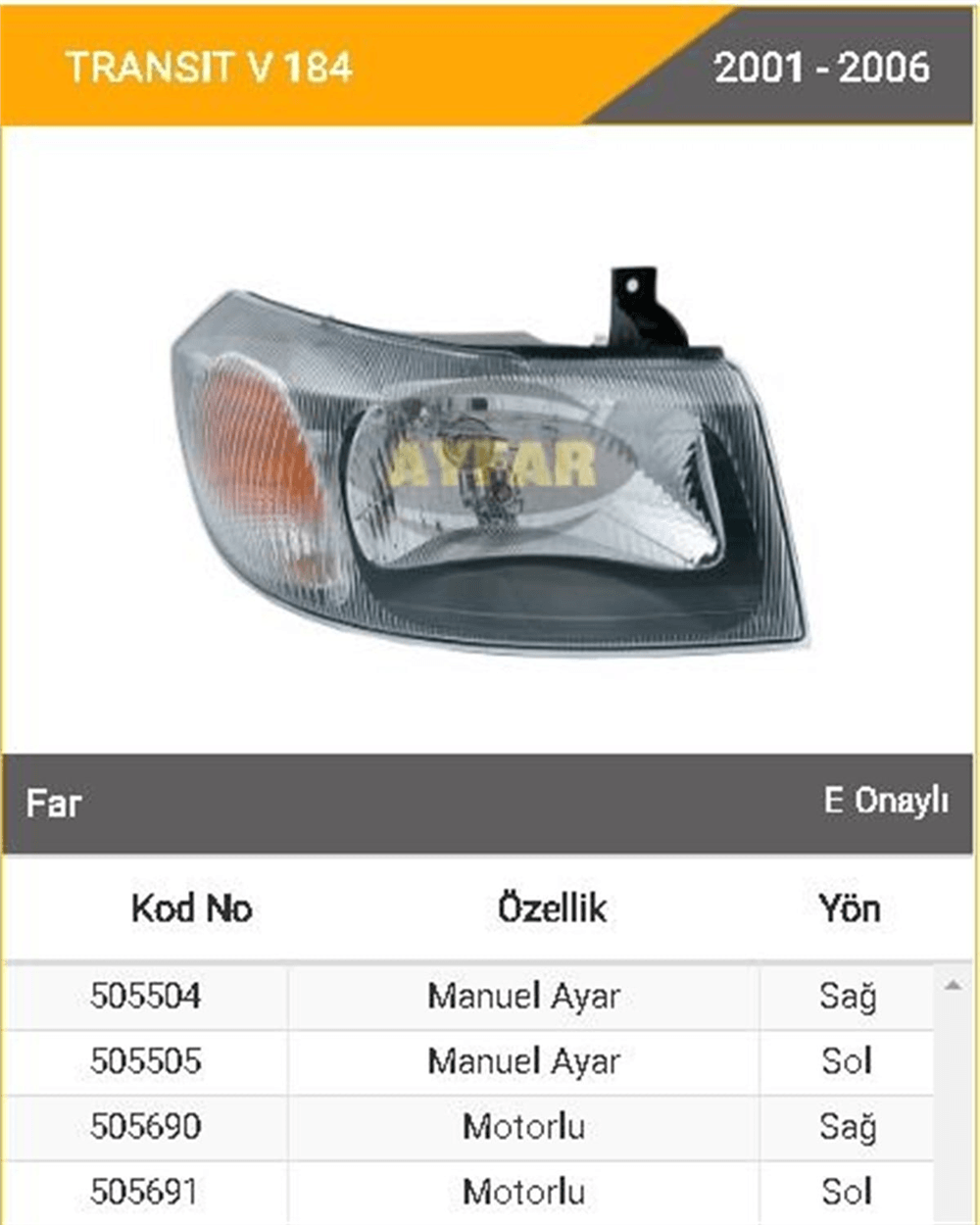 AYFAR505504-Far Komple