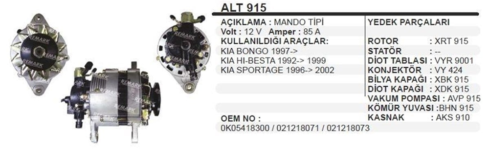 BYPARTUWA3676-Alternatör Dinamo