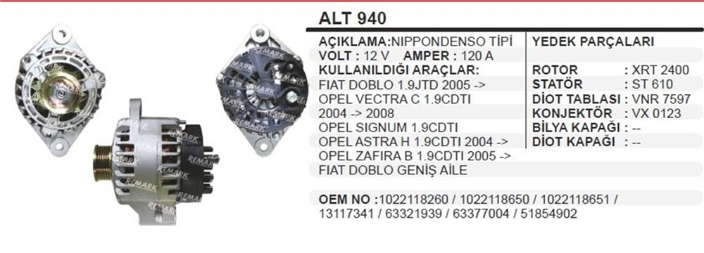 BYPARTUWA3684-Alternatör Dinamo
