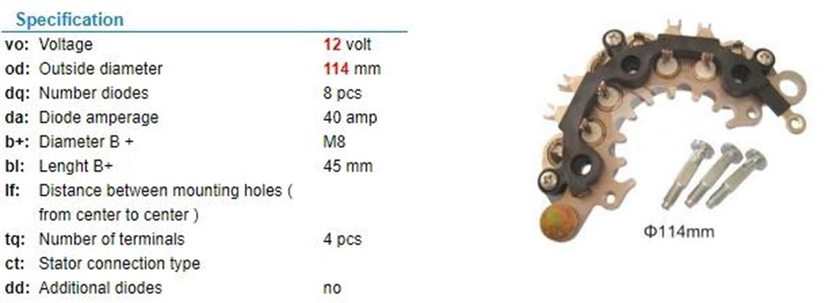 Diyot Tablası 12V 40Ah Nissan Honda Hitaçhi Tip