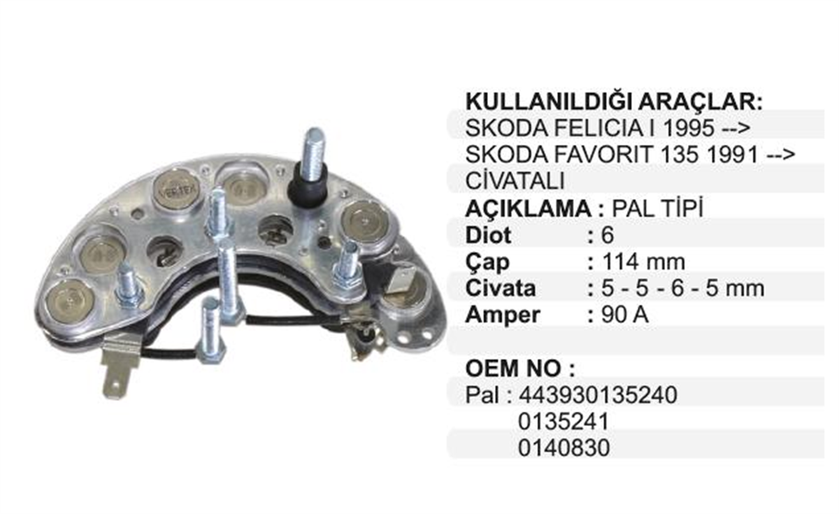 Diyot Tablası Skoda Felicia Pal Tipi | Schenna Vpd0020