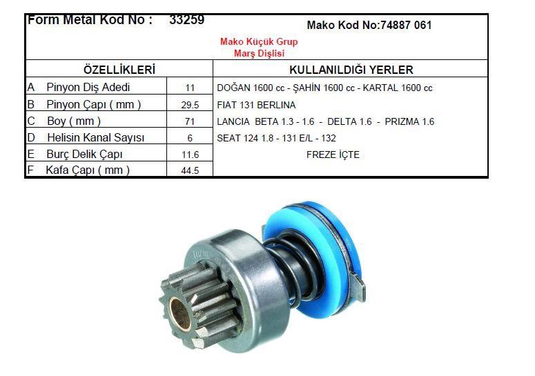 DODO7150610-Marş Dişlisi