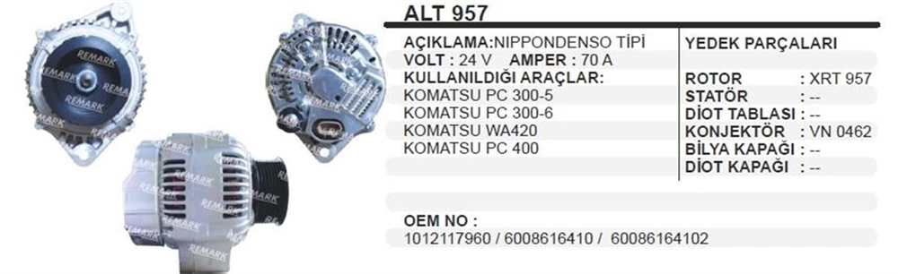 DODOALT957-Alternatör Dinamo