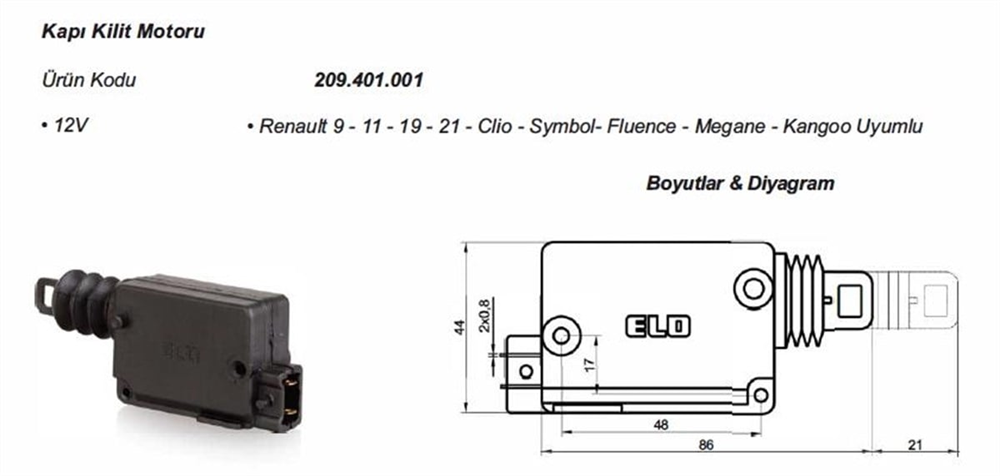 ELO209401001-Kapı Kilit Motoru