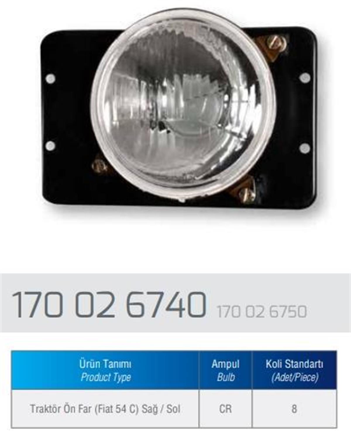 Far Fiat Traktör 54/C Ayaklı Ön Sol Ayg26750l | Aygersan 170026750