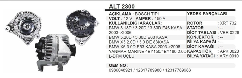 ITHALT2300-Alternatör Dinamo