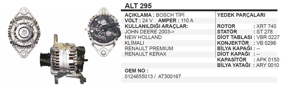 ITHALT295R-Alternatör Dinamo