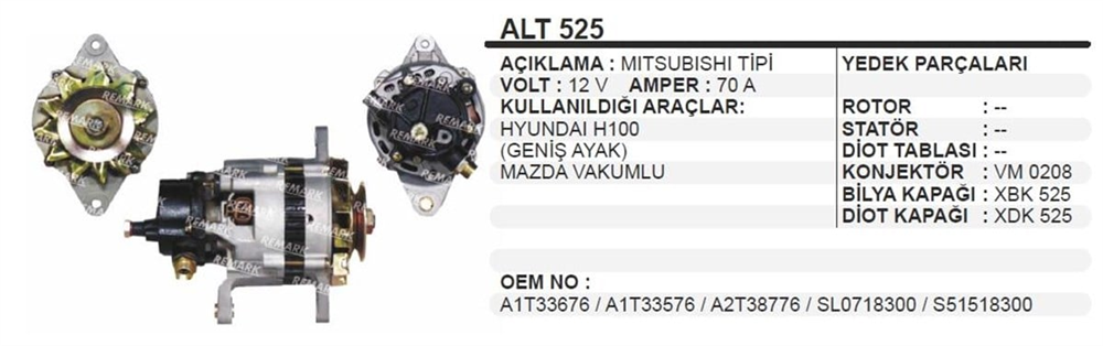 ITHALT525-Alternatör Dinamo