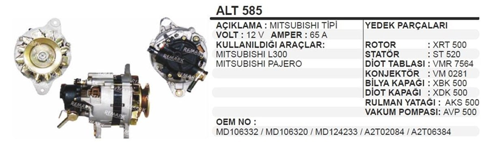 ITHALT585-Alternatör Dinamo