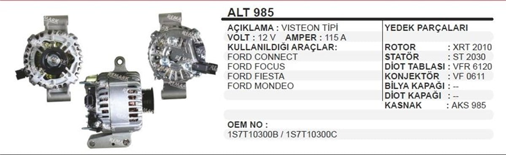 ITHALT985-Alternatör Dinamo