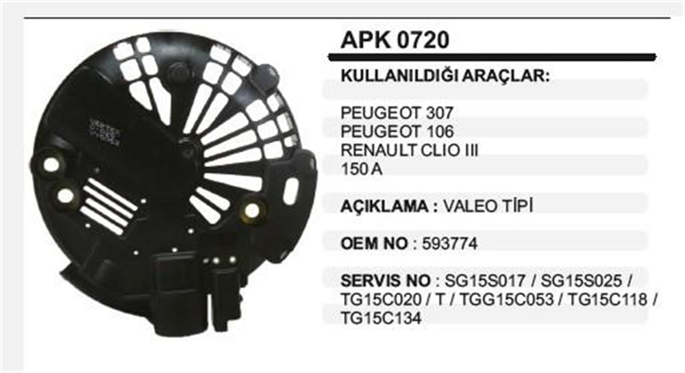 ITHAPK720-Alternatör Arka Kapak