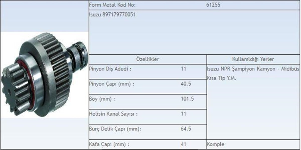 ITHMD151255-Marş Dişlisi
