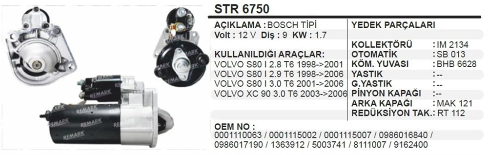 ITHSTR6750-Marş Motoru - Marş Dinamosu