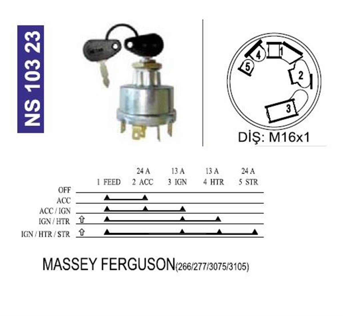 Kontak Anahtarı Massey Ferguson 3000Seri 11Fiş Neoprenli Çift Kademe | Nesan Ns10323