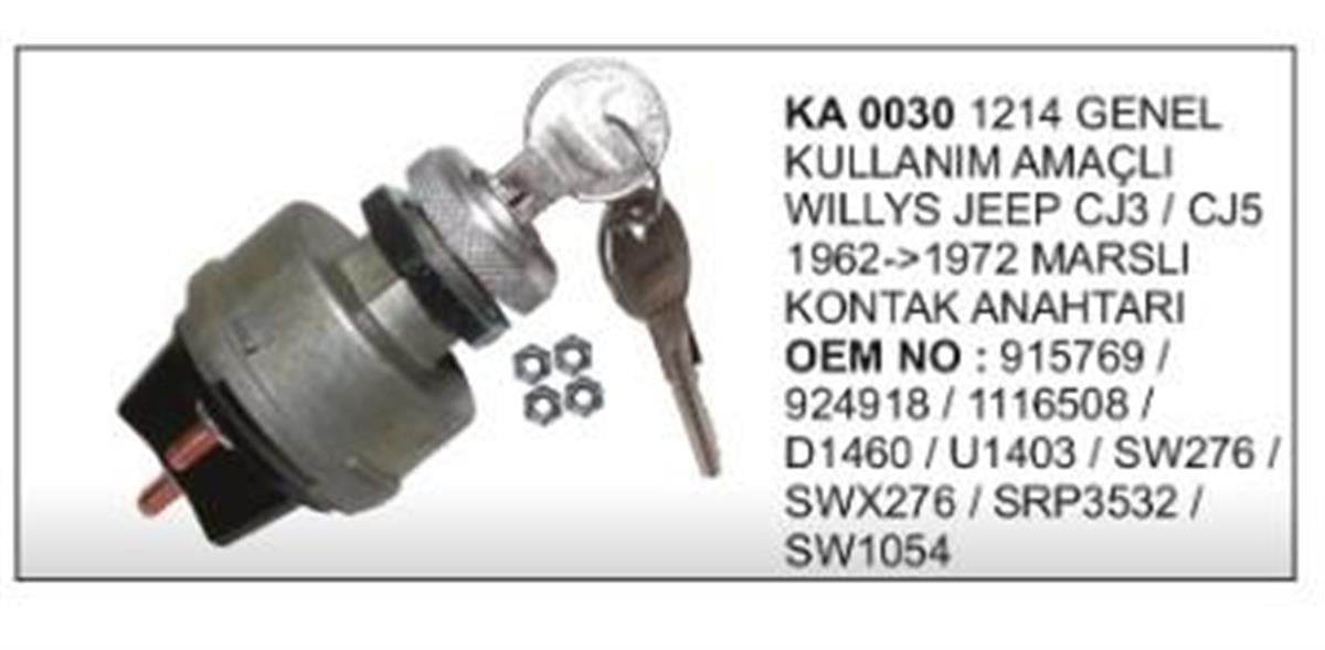 Kontak Anahtarı Üniversal 1214 General Kontak Usa | Vertex Ka0030