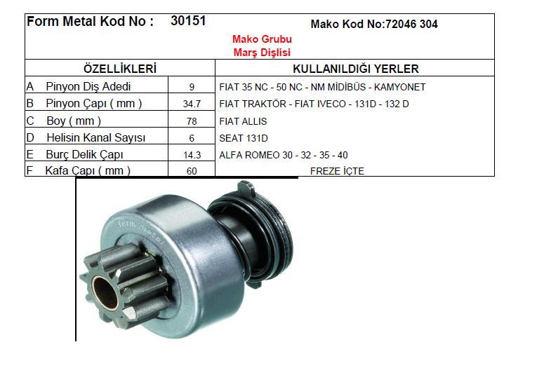 MAKO72316024-Marş Dişlisi