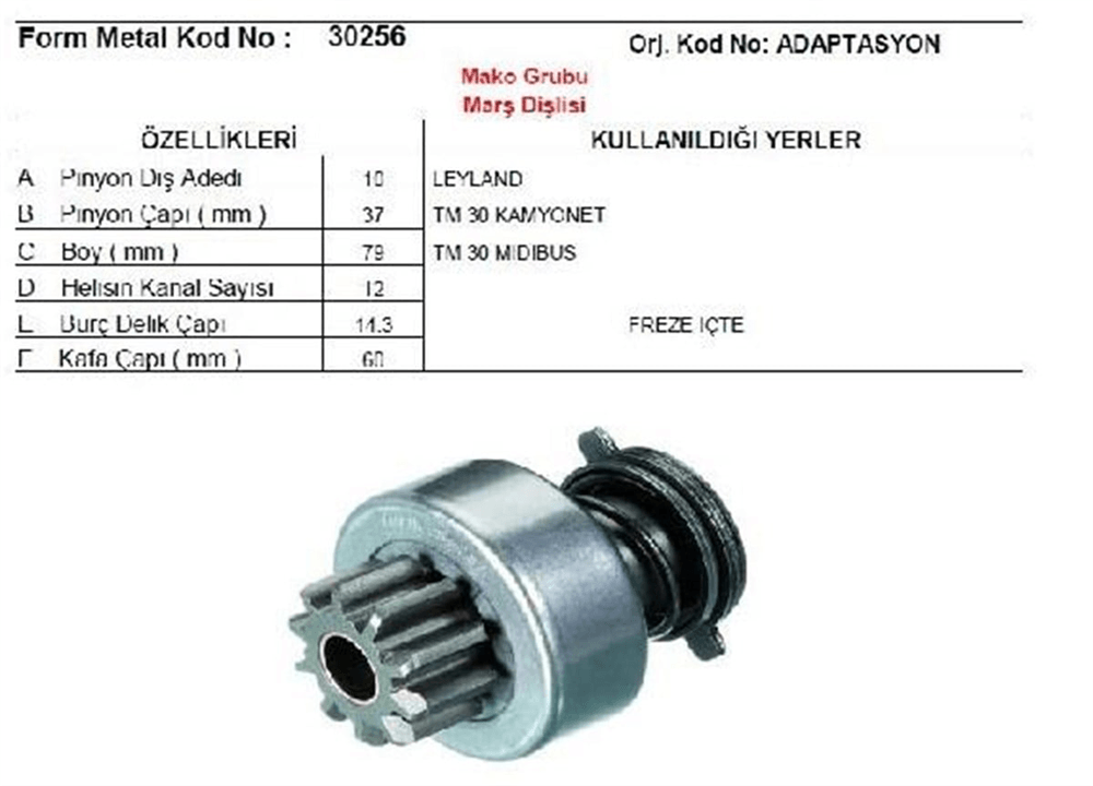 MAKO72316025-Marş Dişlisi
