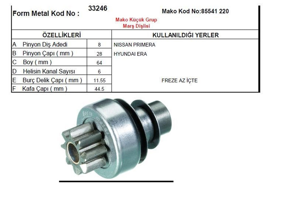 MAKO72317371-Marş Dişlisi