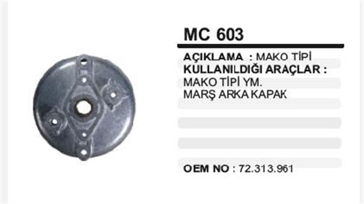 Marş Arka Kapak Burçlu Isuzu Steyr Mako Tip