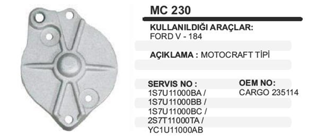 Marş Arka Kapak Ford Transit V184 Motograf Mc230 