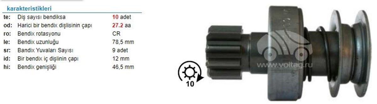 MARŞ DİŞLİSİ 10DİŞ J9 FRANSIZ DİZEL ZEN0692