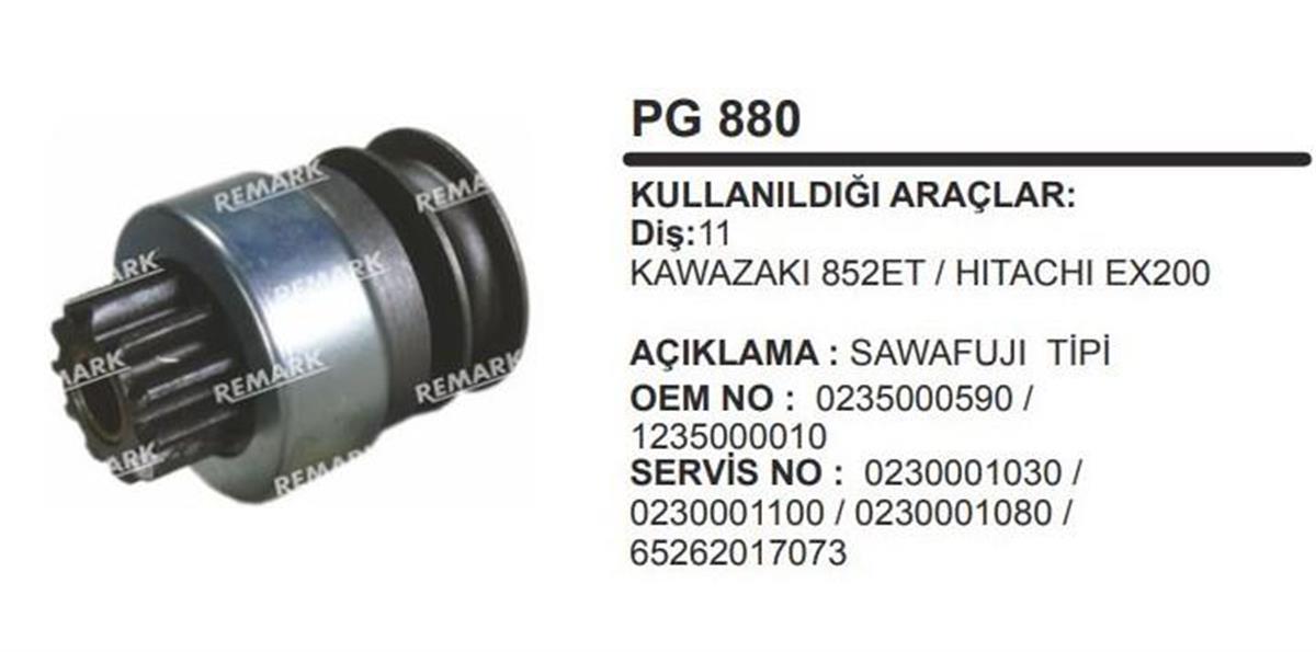 Marş Dişlisi 11Diş Kawazaki 825Et Hitachi Ex200 | Remark Pg880