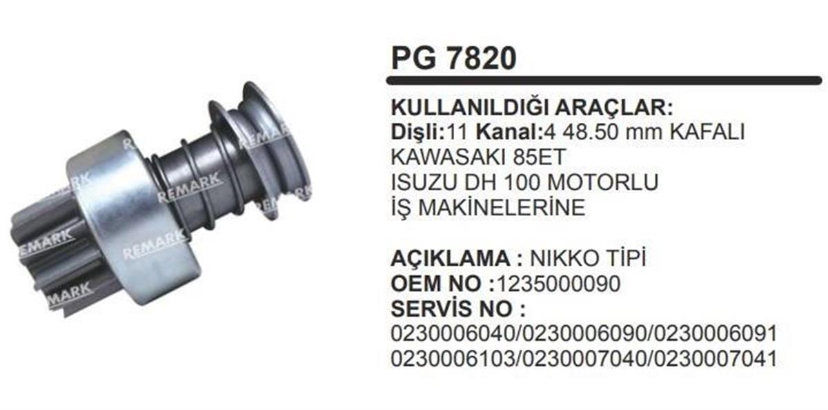 Marş Dişlisi 11Diş Nikko Kawasaki 85Et Isuzu Dh100 | Remark Pg7820