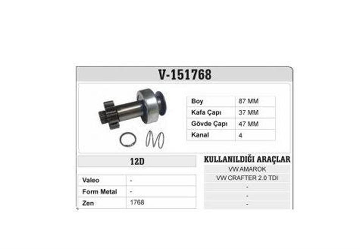 Marş Dişlisi 12Diş Vw Amarok Crafter 151768 Dodo 1047111 71517680 Zen1768 12Val1768 Umd5806 595683 | Martek 151768